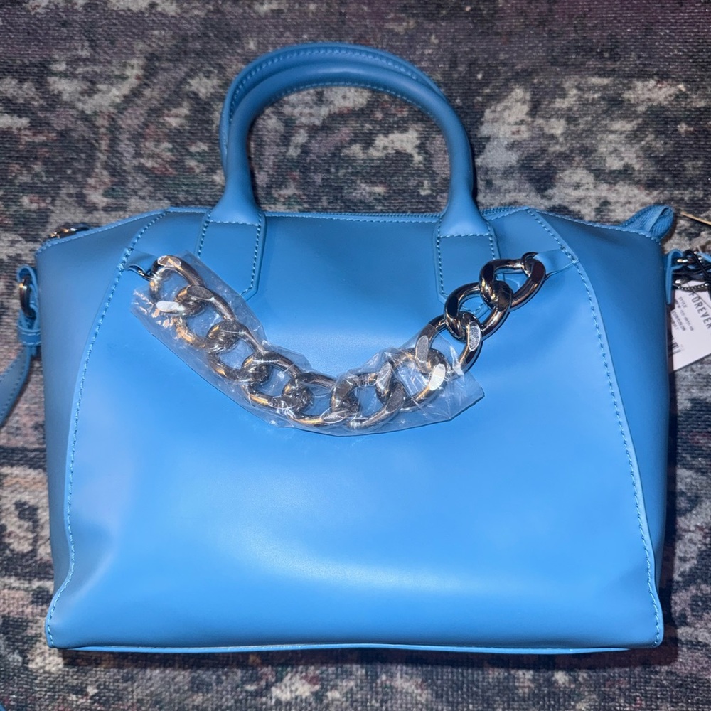 Forever 21 Vibrant Blue Satchel‎ with Silver Chain